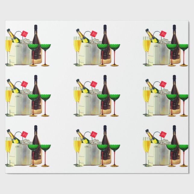 Champagne Party Wrapping Papper Presentpapper (Platt)
