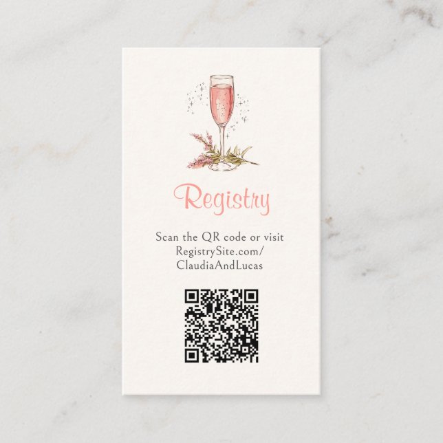Champagne Peach Apricot Möhippa Registry QR Tilläggskort (Framsida)