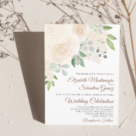 Champagne  Peach Blommigt Elegant Boho Bröllop Inbjudningar
