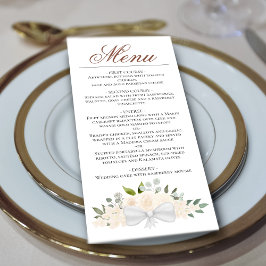 Champagne Peach Watercolor Blommigt Elegant bröllo Meny