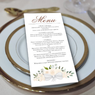 Champagne Peach Watercolor Blommigt Elegant bröllo Meny