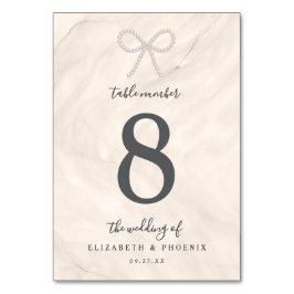 Champagne Pearl Bow Elegant Luxury Wedding Bordsnummer