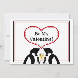 Champagne Penguins Valentine Card Meddelande