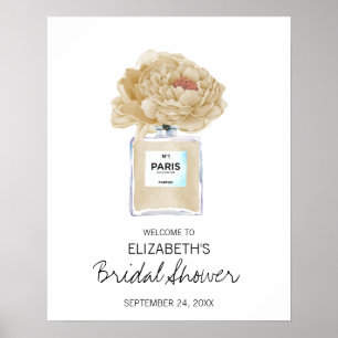 Champagne Peonies Blommigt Möhippa Välkommen Poster