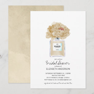 Champagne Peonies och Parfym Blommigt Möhippa Inbjudningar