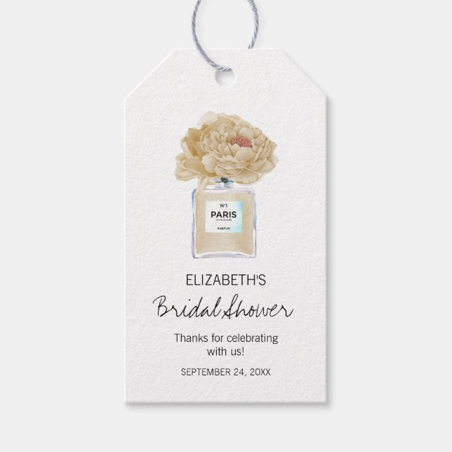 Champagne Peonies och Parfym Blommigt Möhippa Presentetikett (Framsidan)