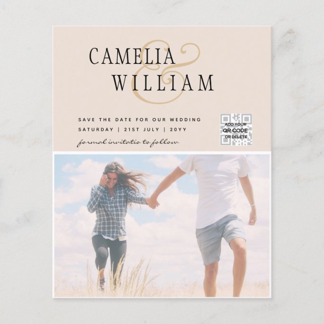 Champagne  PHOTO-bröllopsinbjudan QR-kod Flygblad (Framsidan)