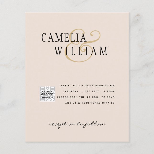 Champagne  PHOTO-bröllopsinbjudan QR-kod Flygblad (Framsidan)