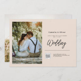 Champagne  PHOTO-bröllopsinbjudan QR-kod Inbjudningar