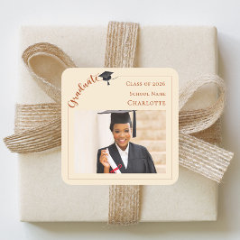 Champagne photo She did it Graduate  Fyrkantigt Klistermärke