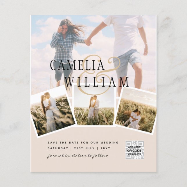 Champagne  PHOTO Spara datum QRcode-webbplats Flygblad (Framsidan)