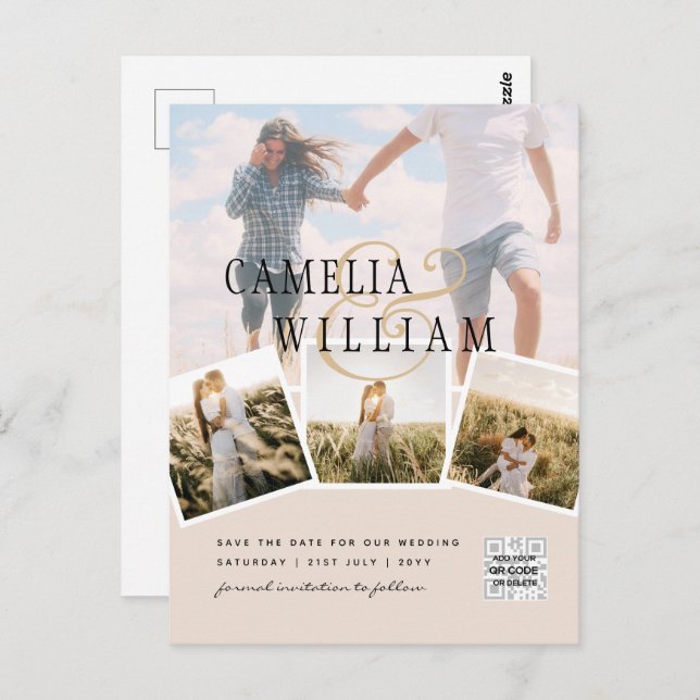 Champagne  PHOTO Spara datum QRcode-webbplats Vykort (Fram/baksida)