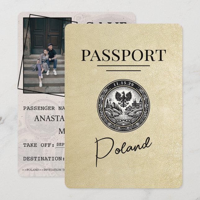 Champagne Poland Passport - spara datum Datumet (Fram/baksida)