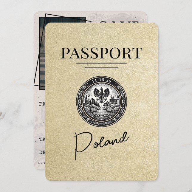 Champagne Poland Passport - spara datum Spara Datumet (Fram/baksida)