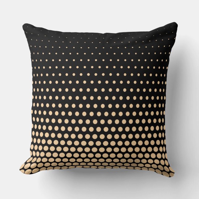 Champagne Polka Dot Modern Black Kudde (Framsida)