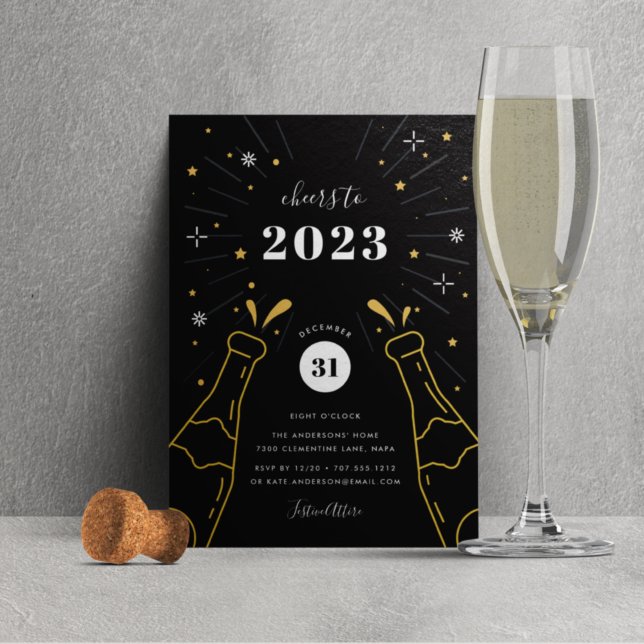 Champagne Pop | NYÅRSAFTON PARTY Inbjudningar (Skapare uppladdad)
