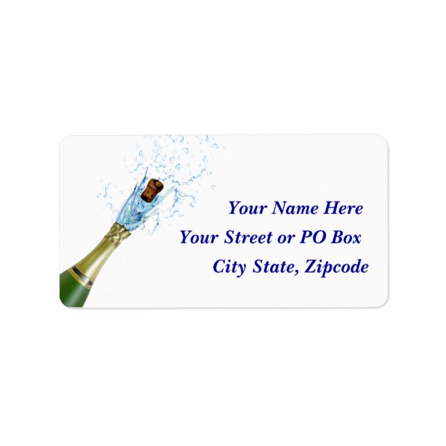 Champagne Popping Adressetikett (Framsidan)