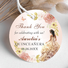 Champagne Princess Dress Quinceañera Birthday Gåvor Etiketter