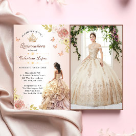 Champagne Princess Dress Quinceañera Birthday Inbjudningar