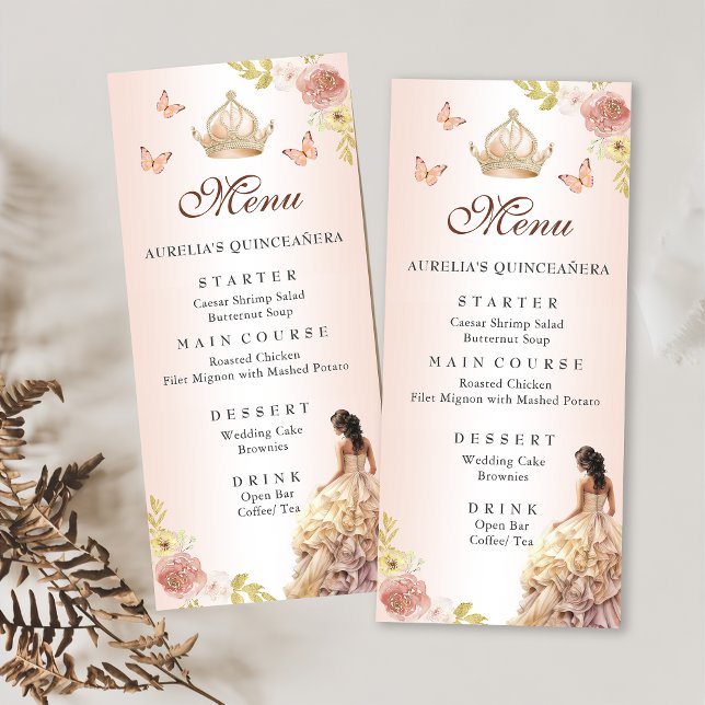 Champagne Princess Dress Quinceañera Birthday Meny (Skapare uppladdad)