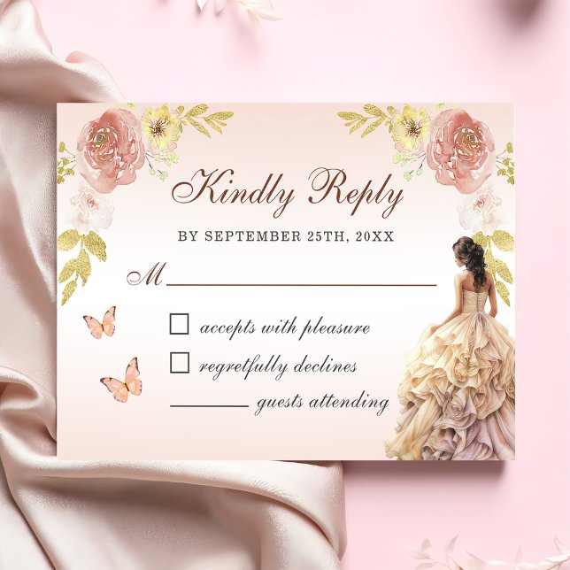 Champagne Princess Dress Quinceañera Birthday OSA Kort (Skapare uppladdad)