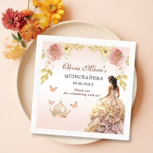 Champagne Princess Dress Quinceañera Birthday Pappersservett