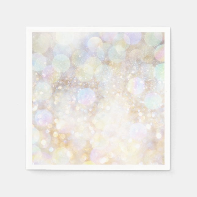 Champagne Rainbow Bokeh Glitter Glam Party Pappersservett (Framsidan)