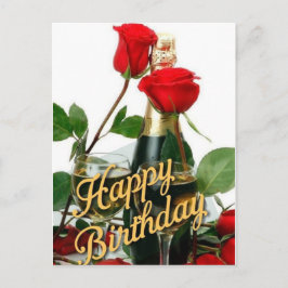 Champagne & Red Roses Födelsedagskort Vykort