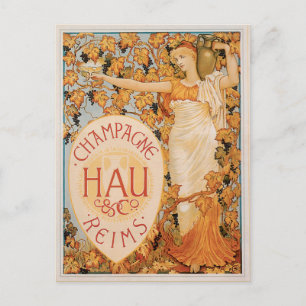 Champagne Reims Vintage Vin Drink Ad Art Vykort