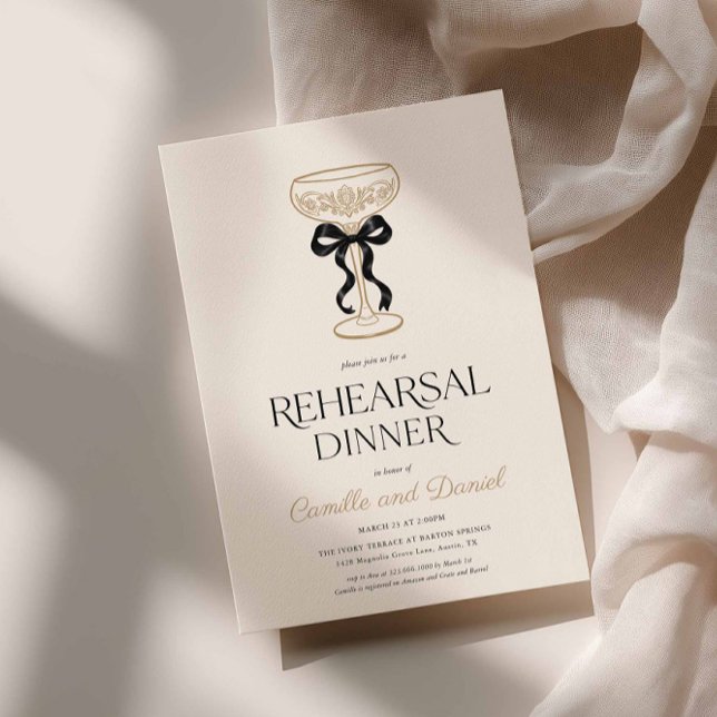 Champagne Repetitionsmiddagsinbjudan Inbjudningar (Elegant Rehearsal Dinner Invitation Card)