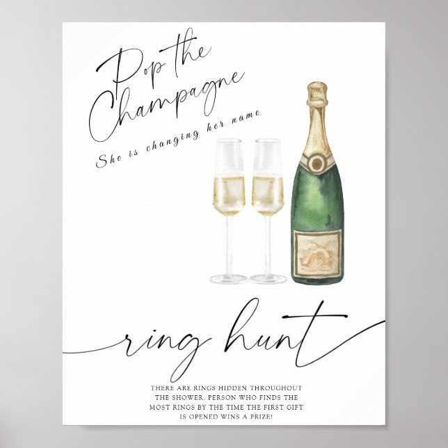 Champagne - ringjakt bröllopsdusch spel poster (Framsidan)