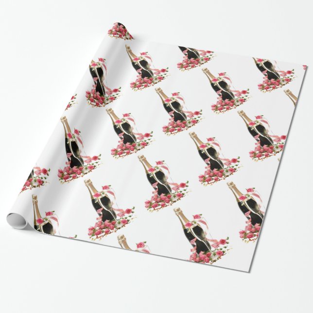 Champagne & Ro White Wrapping Papper Presentpapper (Utrullad)