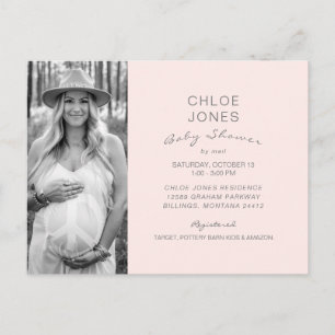 Champagne Rosa Baby Shower by Mail B/W Photo Inbjudan Vykort