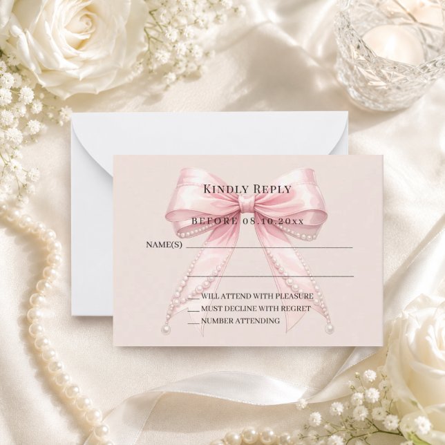 Champagne rosa band svar RSVP Anteckningskort (Skapare uppladdad)