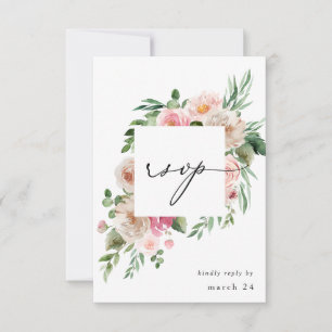 Champagne & Rosa Blommigt med OSA 2 Kort