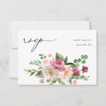 Champagne & Rosa Blommor med måltids-rsvp
