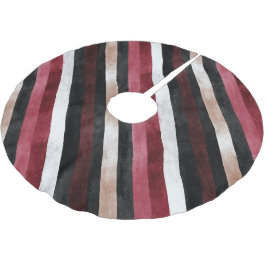 Champagne Rosa Burgundy Svarta Ränder Julgransmatta Borstad Polyester