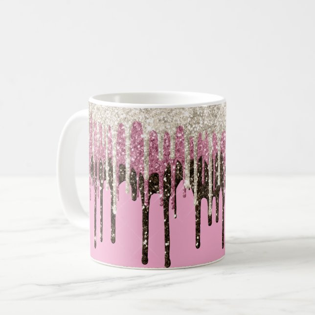 Champagne Rosa Chocolate Ice Cream Glitter Dricks Kaffemugg (Framsida vänster)