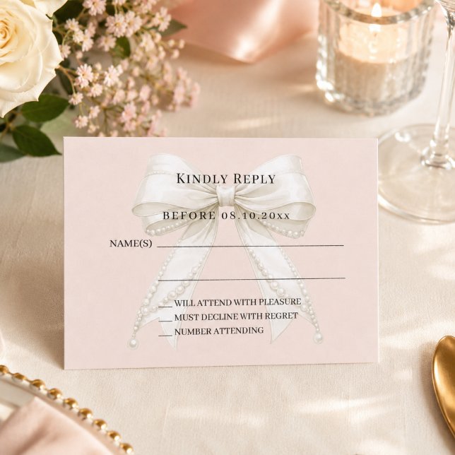 Champagne rosa elfenbensvarv svar RSVP Anteckningskort (Skapare uppladdad)