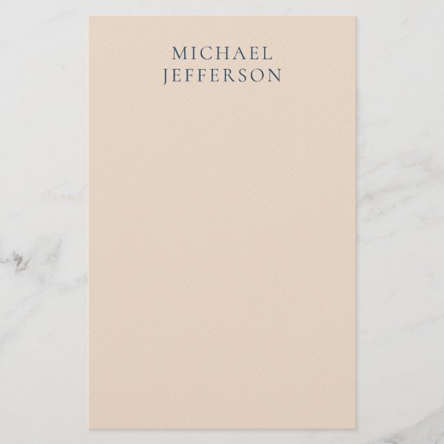 Champagne Rosa Färg Minimalistisk Enkel Modern Nam Brevpapper (Framsida)