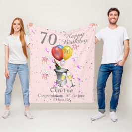 Champagne Rosa Fleece Blanket 70:e födelsedagen