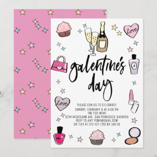 Champagne Rosa Galentine's Day Party Inbjudningar