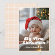 Champagne Rosa Gingham Min Första Jul Bebis