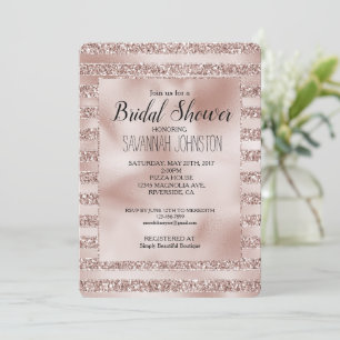 Champagne Rosa Glitter Glam Rand Inbjudningar