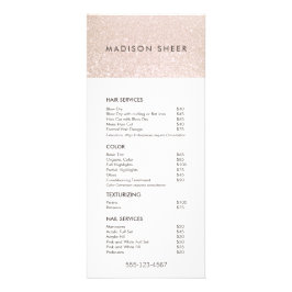 Champagne Rosa Glitter Salon Pris List Menu Reklamkort