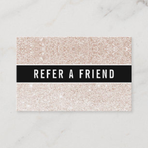 Champagne rosa glitter Salon Referral Customer Visitkort