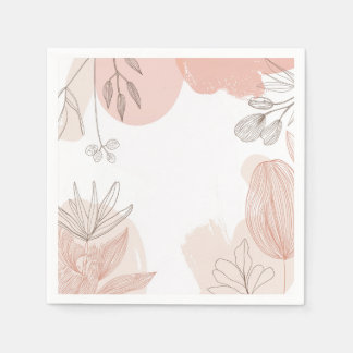 Champagne  Rosa - Hand plockade Blommigt Pappersservett