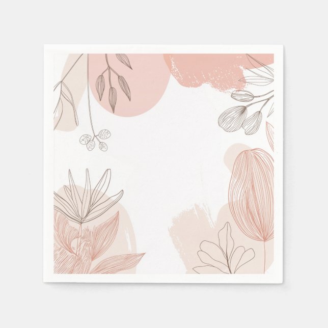 Champagne  Rosa - Hand plockade Blommigt Pappersservett (Framsidan)