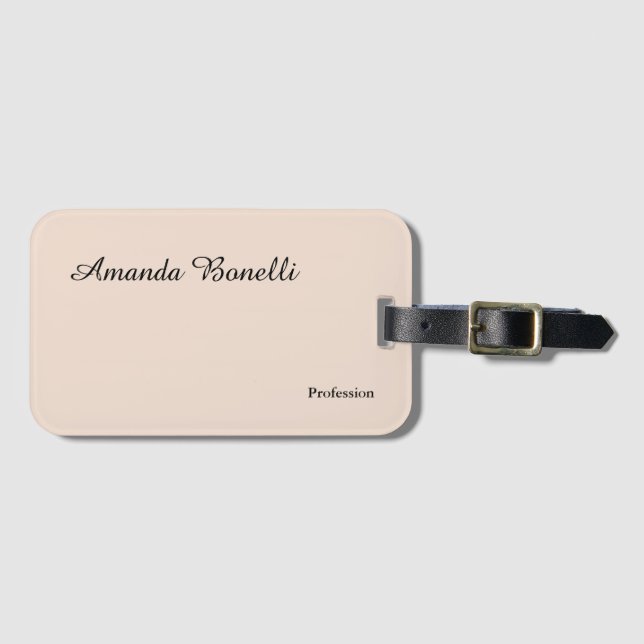 Champagne Rosa Plain Simple Minimalist Modern Bagagebricka (Framsida horisontal)
