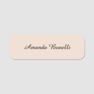 Champagne Rosa Plain Simple Minimalist Modern Namnbricka